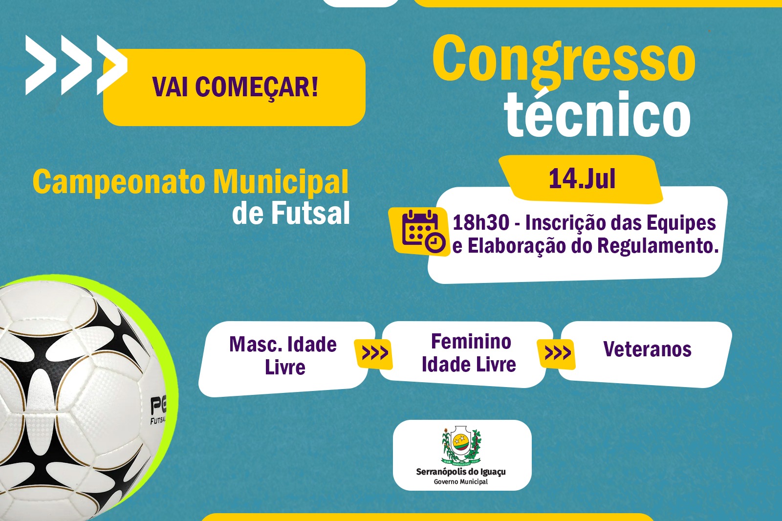 Departamento de Esportes convida líderes de equipes para o Congresso Técnico do 24º Campeonato Municipal de Futsal
