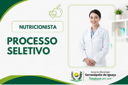 Governo Municipal abre inscrições para Processo Seletivo Simplificado com duas vagas para nutricionista